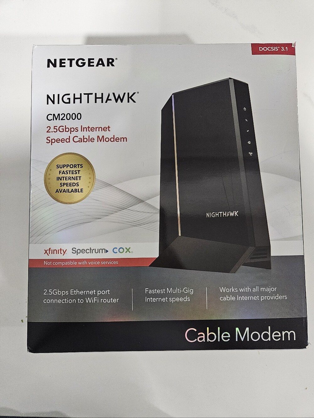 NETGEAR Nighthawk Multi-Gig Cable Modem (CM2000) - Compatible with All Cable co